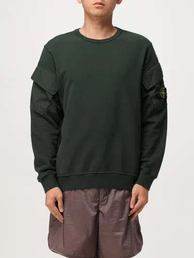 Stone Island Crewneck Sweater With Pockets In Green