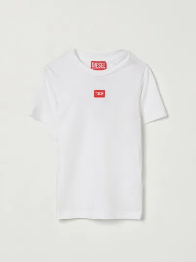 Diesel Jersey T-shirt With Red D Patch In White