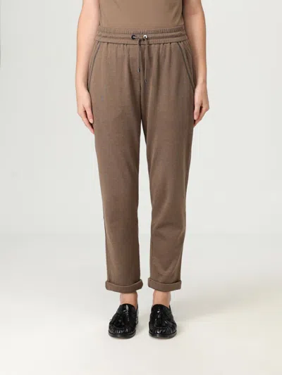 Brunello Cucinelli Comfort Joggers In Cotton And Silk In Brown