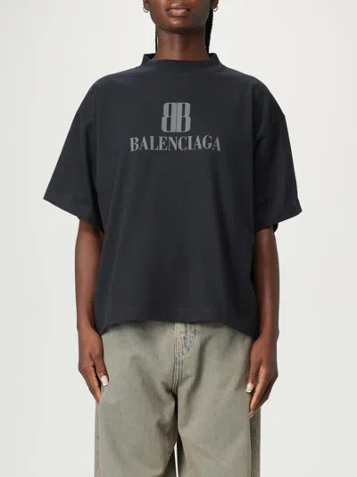 Balenciaga Black Nano Bb Cropped T-shirt In Black