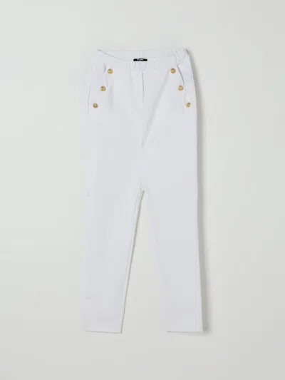 Balmain Logo Button Joggers In White