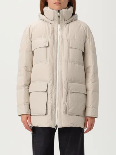 Brunello Cucinelli Hooded Down Jacket In Nylon And Cotton In Neutral