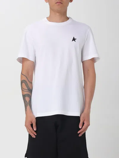 Golden Goose White T-shirt With Round Neck And One Star Logo Print On The Front In Cotton Man