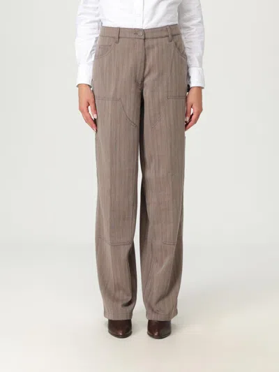 Golden Goose Light Brown Pants In Chevron Wool Blend In Brown