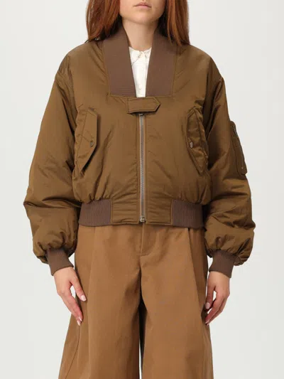 Chloé Zip-up Cropped Bomber Jacket In Brown