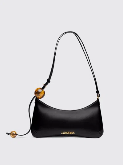 Jacquemus Le Bisou Perle Smooth Leather Bag In Black