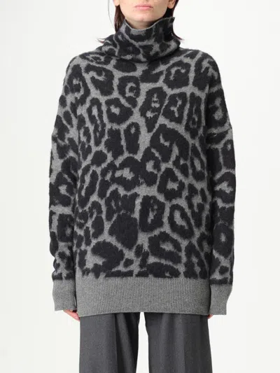Stella Mccartney Leopard Print Turtleneck Sweater In Wool In Multi