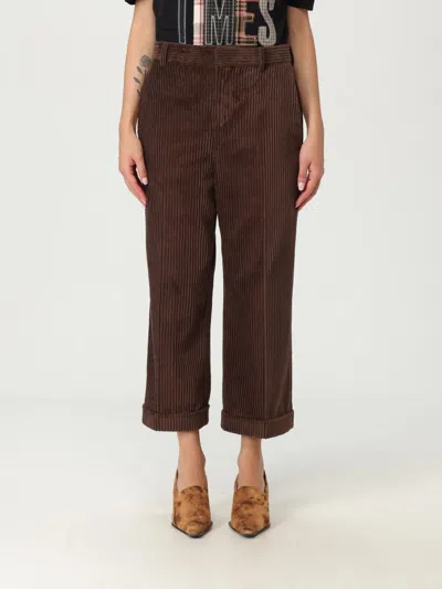 Moschino Corduroy Ribbed Trousers Rolled Hem In Brown