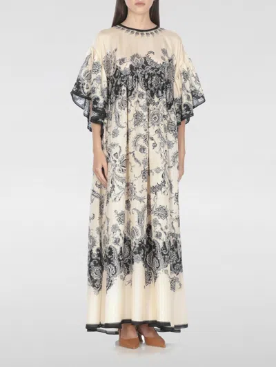 Zimmermann Long Silk Dress With Contrasting Floral Print And Ruching In Multi