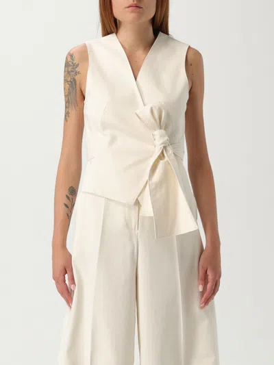 Max Mara Cotton Stretch Zampa Vest Sleeveless V-neck In White