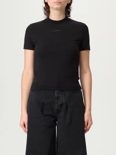Jacquemus Cotton Stretch Crewneck Logo T-shirt In Black