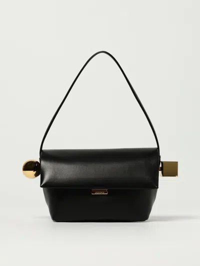Jacquemus Le Rond Carre Leather Shoulder Bag In Black
