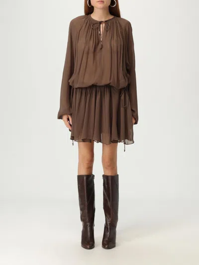 Isabel Marant Étoile Bess Gb Gathered Muslin Dress In Brown