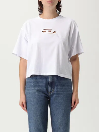 Diesel T-shirt T-buxt-crop-od White In White