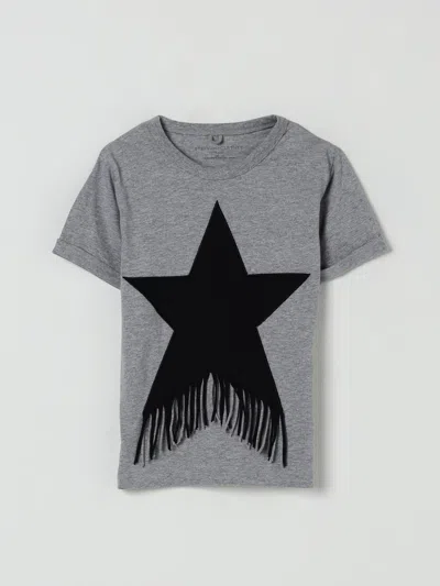 Stella Mccartney Fringed Star Cotton T-shirt In Gray