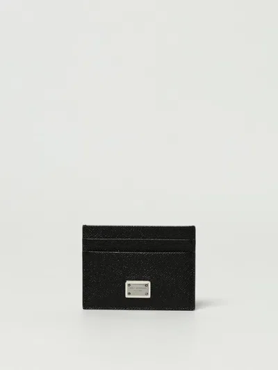 Dolce & Gabbana Men Black Card-holder With Quilted Logo In Leather Man