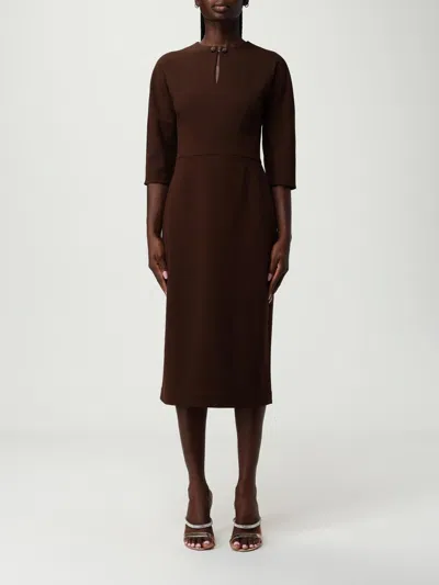 Fabiana Filippi Milano Stitch Jersey Fitted Dress With Piercing Detail In Brown