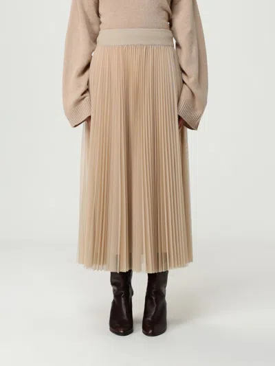 Fabiana Filippi Pleated Tulle Skirt With Knitted Waistband In Neutral