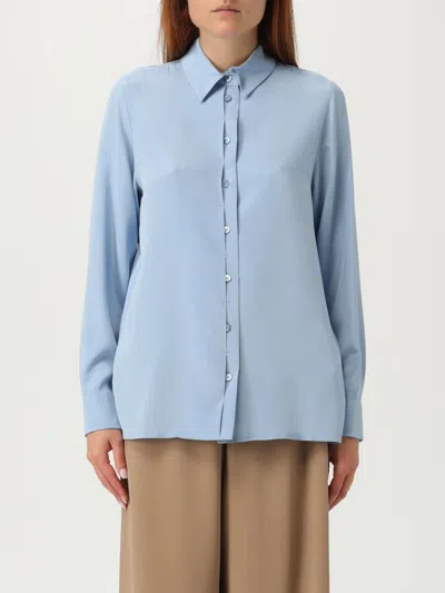 Max Mara 'avion' Shirt In Sky Blue Stretch Silk Cady In Blue