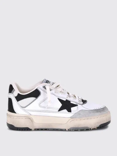 Golden Goose Forty2 Leather Sneakers With Black Star And Heel Tab In White
