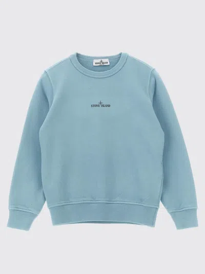 Stone Island Front And Back Print Sweatshirt In Blue