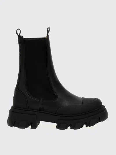 Ganni Black Leather Chelsea Boots In Black