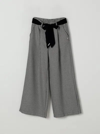 Monnalisa Kids' Houndstooth Wide-leg Trousers In Gray