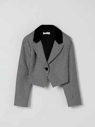 Monnalisa Houndstooth Jacket In Black