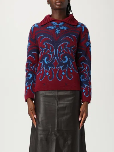Etro Patterned Wool Sweater In Burgundy