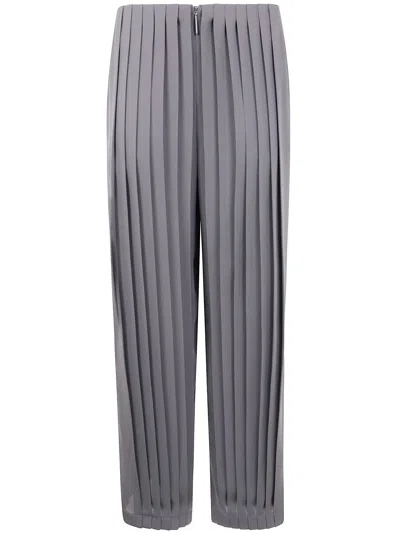 Giorgio Armani Pleated Silk Trousers In Gray
