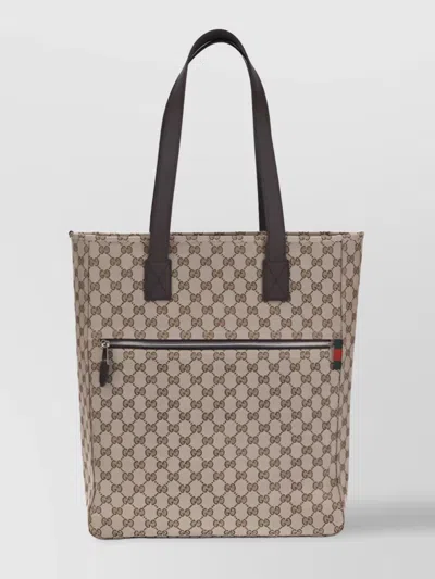 Gucci Large Gg Beige Fabric Shopping Bag Men In Neutral