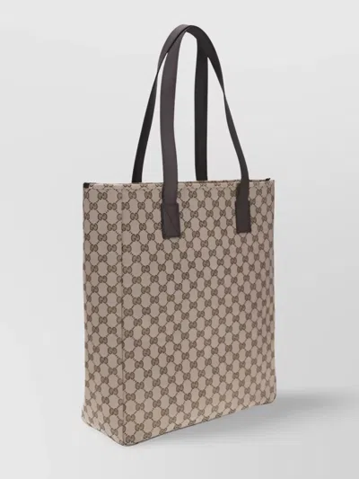 Gucci Large Gg Beige Fabric Shopping Bag Men In Neutral