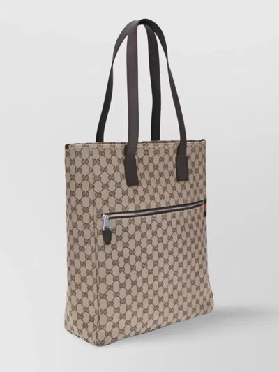 Gucci Large Gg Beige Fabric Shopping Bag Men In Neutral