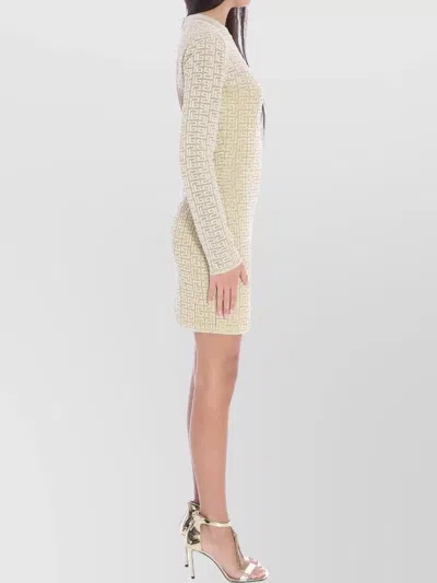 Balmain Pb Labyrinth Monogram Dress In Neutral