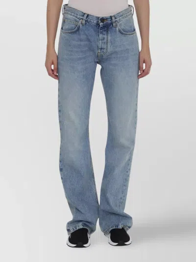 Balenciaga Light Blue Jeans With Distressed Hem In Blue