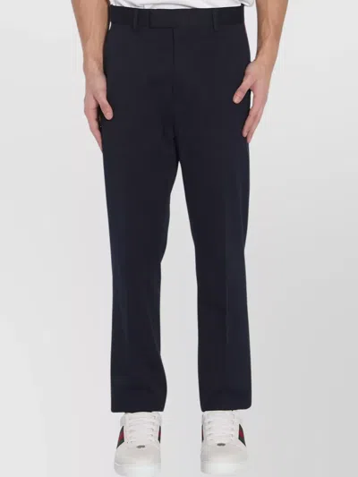 Gucci Tailored Trousers With Web Ribbon Detail In Blue