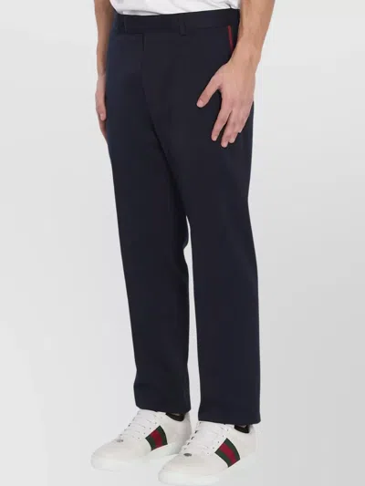 Gucci Tailored Trousers With Web Ribbon Detail In Blue