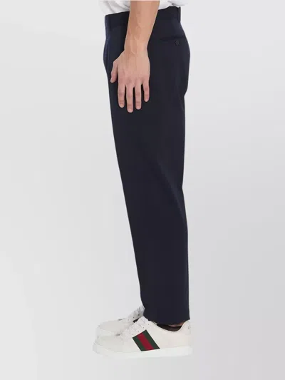 Gucci Tailored Trousers With Web Ribbon Detail In Blue