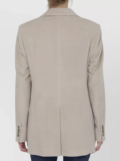 Max Mara Corduroy Lapel Jacket Featuring Back Vent In Neutral