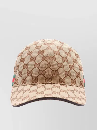 Gucci Men Beige Baseball Cap With Web Detail On The Side In Gg Canvas Man In Neutral