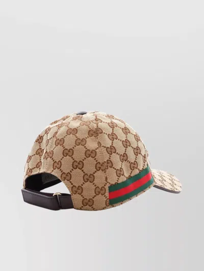 Gucci Men Beige Baseball Cap With Web Detail On The Side In Gg Canvas Man In Neutral