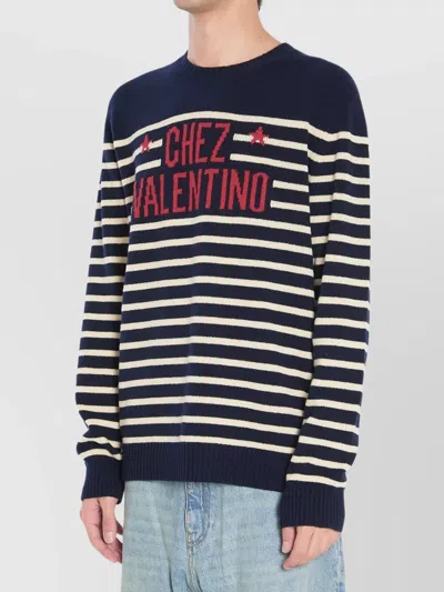 Valentino "chez Valentine" Wool Sweater In Blue