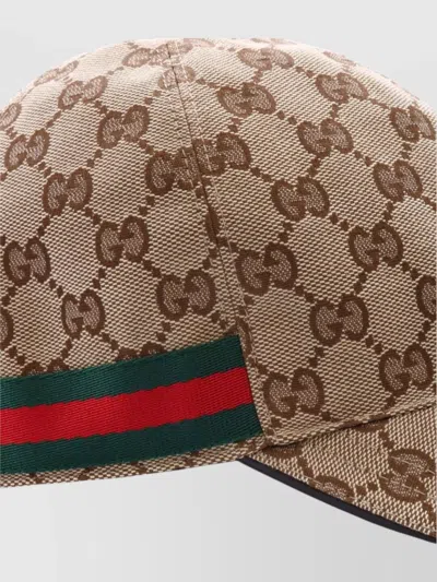 Gucci Men Beige Baseball Cap With Web Detail On The Side In Gg Canvas Man In Neutral