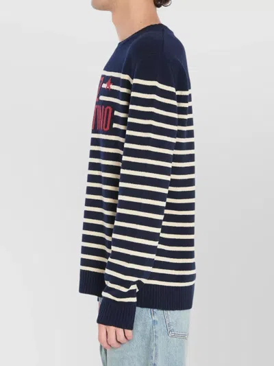Valentino "chez Valentine" Wool Sweater In Blue
