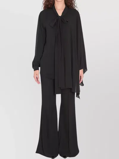 Balenciaga Black Georgette Scarf Blouse In Black