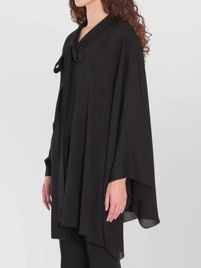Balenciaga Black Georgette Scarf Blouse In Black