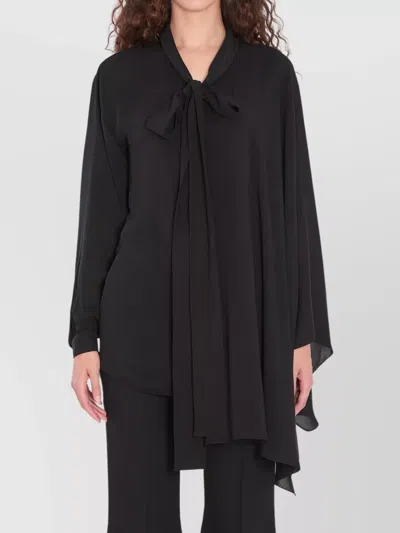 Balenciaga Black Georgette Scarf Blouse In Black