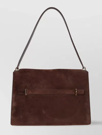 Tory Burch Lee Radziwill Suede Large Shoulder Bag In Brown