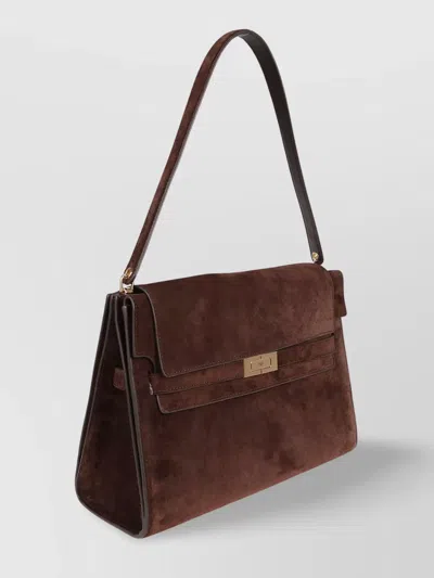 Tory Burch Lee Radziwill Suede Large Shoulder Bag In Brown