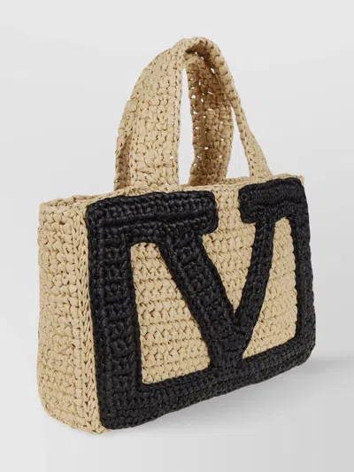 Valentino Small Tote Viva Superstar Crochet Rafia In Black